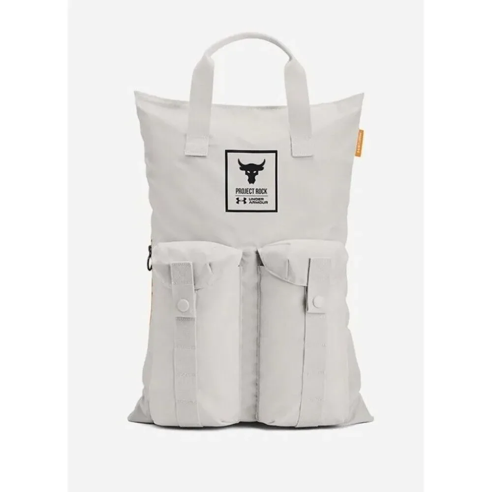 Under Armour UA Bag 19 Litre Project Rock Training Gym Sack White Clay 1369226